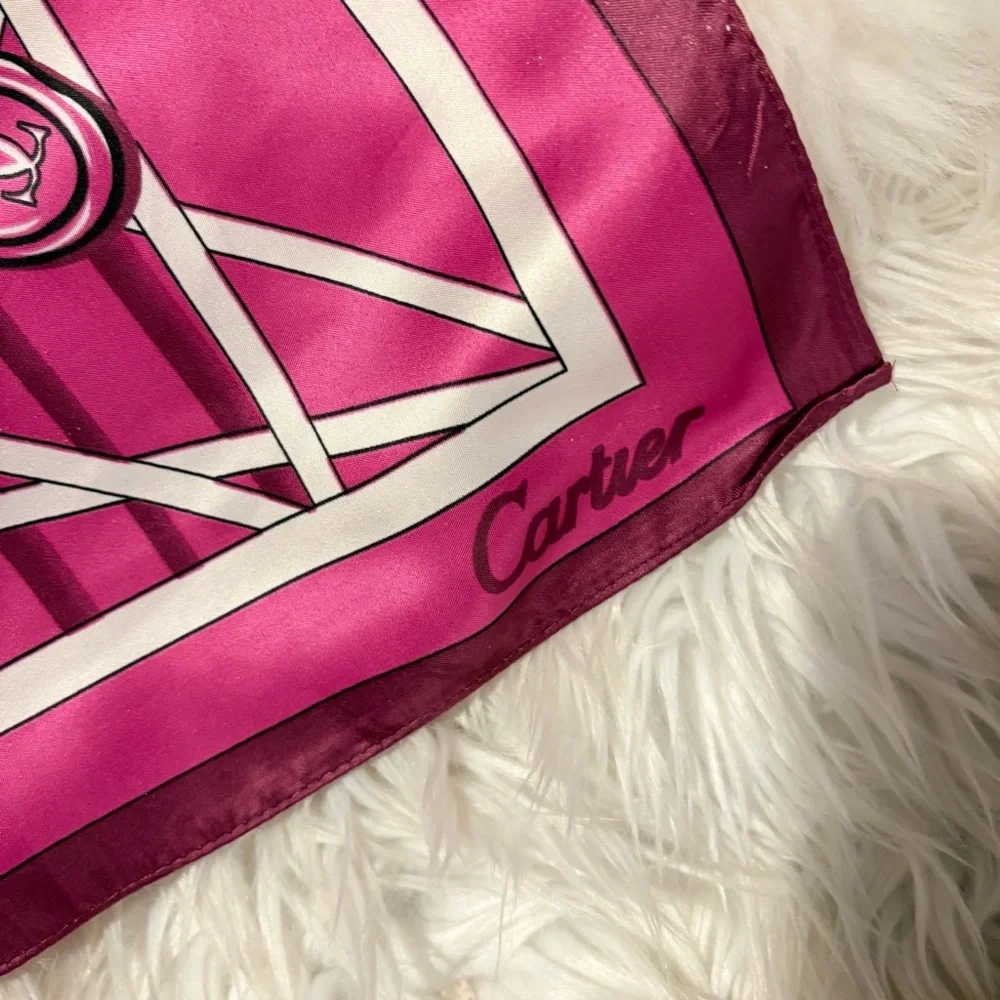 Cartier Silky Scarf 35x35 Purple Monogram Luxury Square Scarf ‼️LAST one